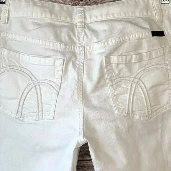 Liz Claiborne Jeans Boyfriend Fit Straight Crop Cuffed Size 10 White Mid Rise - Picture 9 of 16
